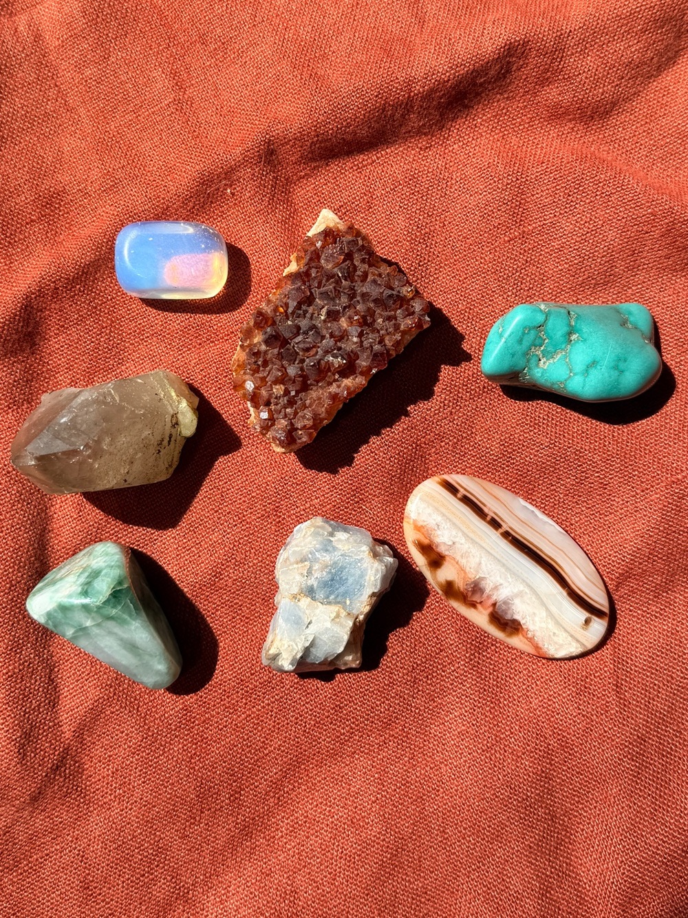 Crystal Bundle: Opalite, Selenite, Turquoise, Quartz, Agate, Amazonite, Druzy